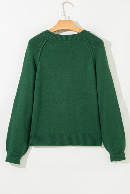 Threaded Pear Eleanor Evergreen Raglan Sleeve Sweater