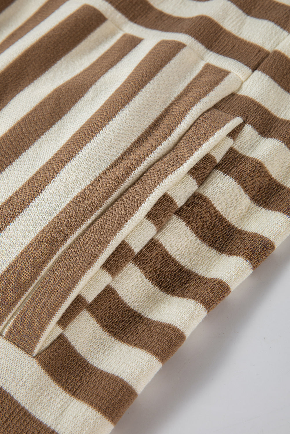 Threaded Pear Brown Stripe Quarter Buttons Drop Sleeve Plus Size Hoodie