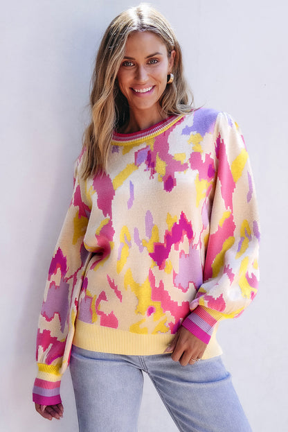 Threaded Pear Aria Colorblock Balloon Sleeve Sweater
