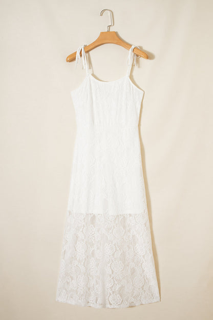 Threaded Pear Maxine Lace Overlay Long Dress