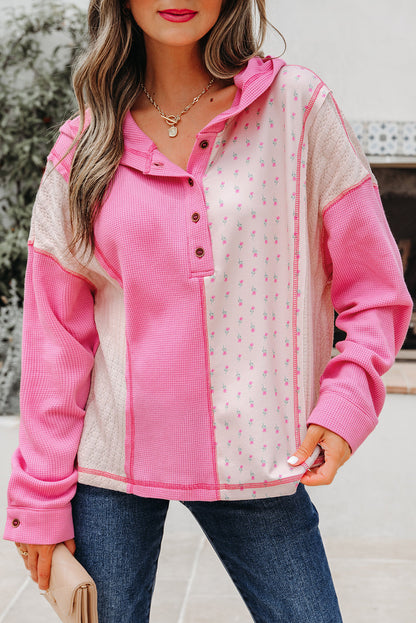 Threaded Pear Hollievi Patchwork Hooded Oversize Pullover