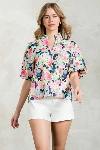 AVERY - Puff Sleeve Floral Top