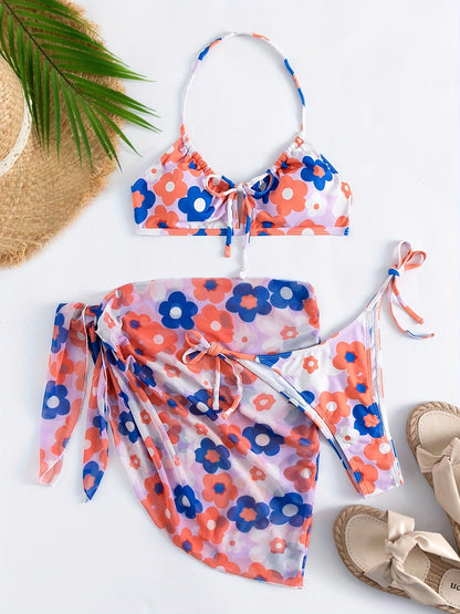 Swimsuit women strapless three piece set bikini girl