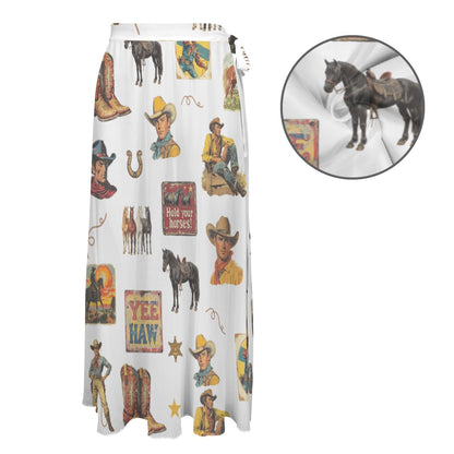Baha Ranch Vintage Cowboy Collage Beach Coverup Skirt