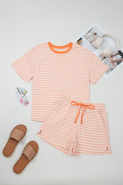 Adelina Stripe Contrast Loose Tee Set