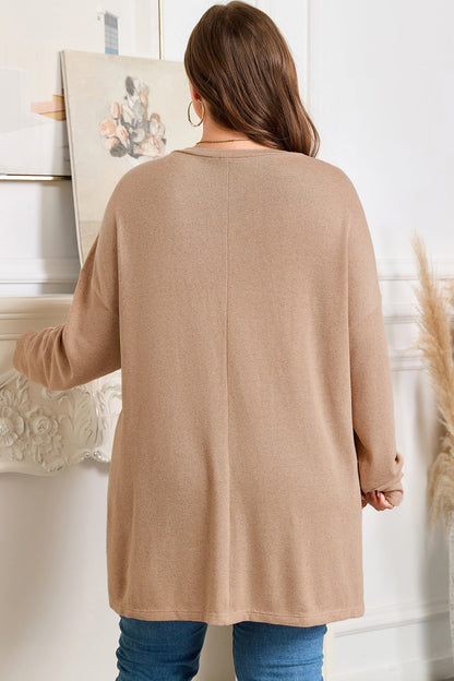 Threaded Pear Abby Shoulder Knit Tunic PLUS Top