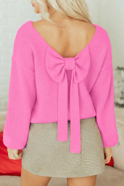 Threaded Pear Olivia Backless Bubble Sleeve Sweater