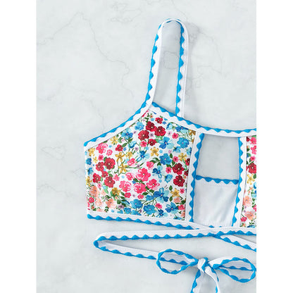 small floral print bikini with tie-back design