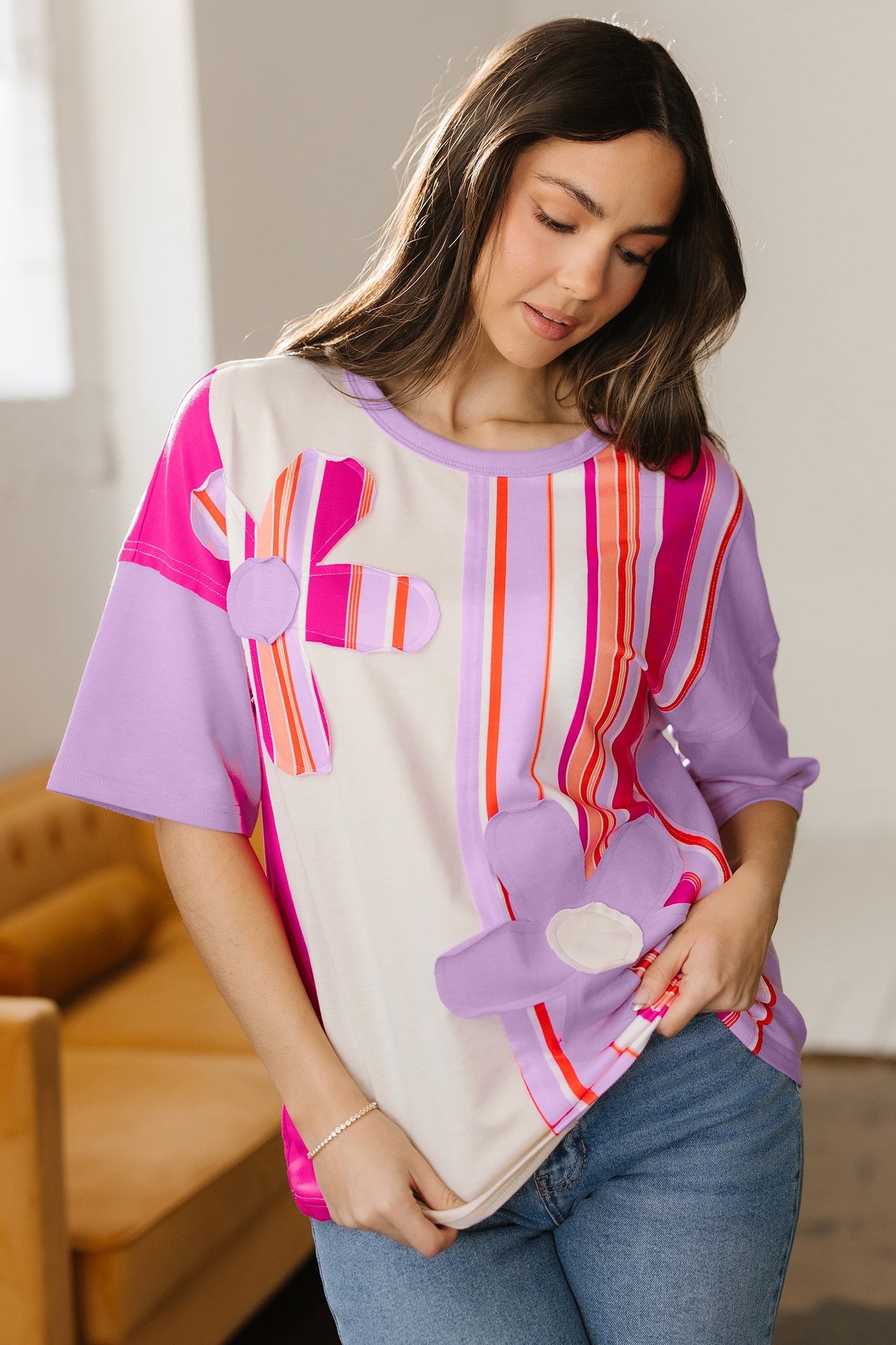 Threaded Pear Kallie Half Sleeve Loose Top