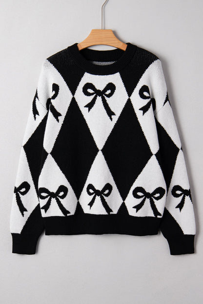 Threaded Pear Daetta Rhombus Knit Loose Sweater