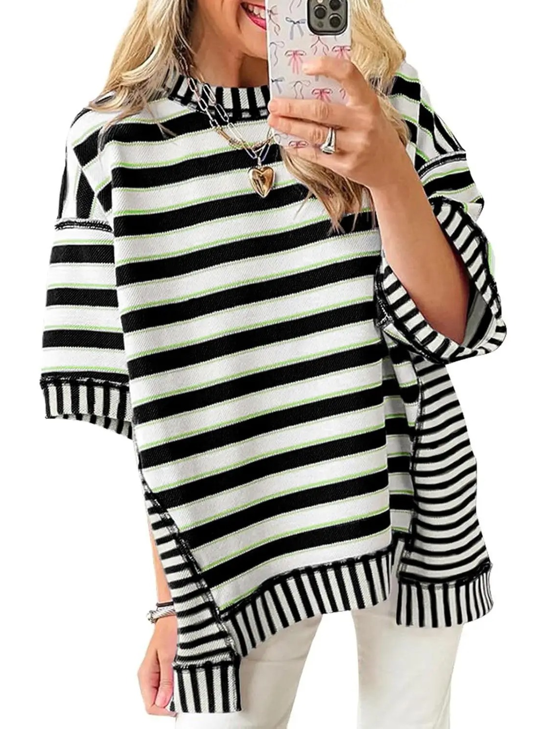 ✨Women's Mixed Stripes Oversized T-shirt
