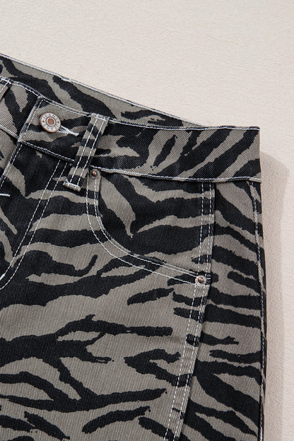 Threaded Pear Hunter Printed Wide Leg Jeans