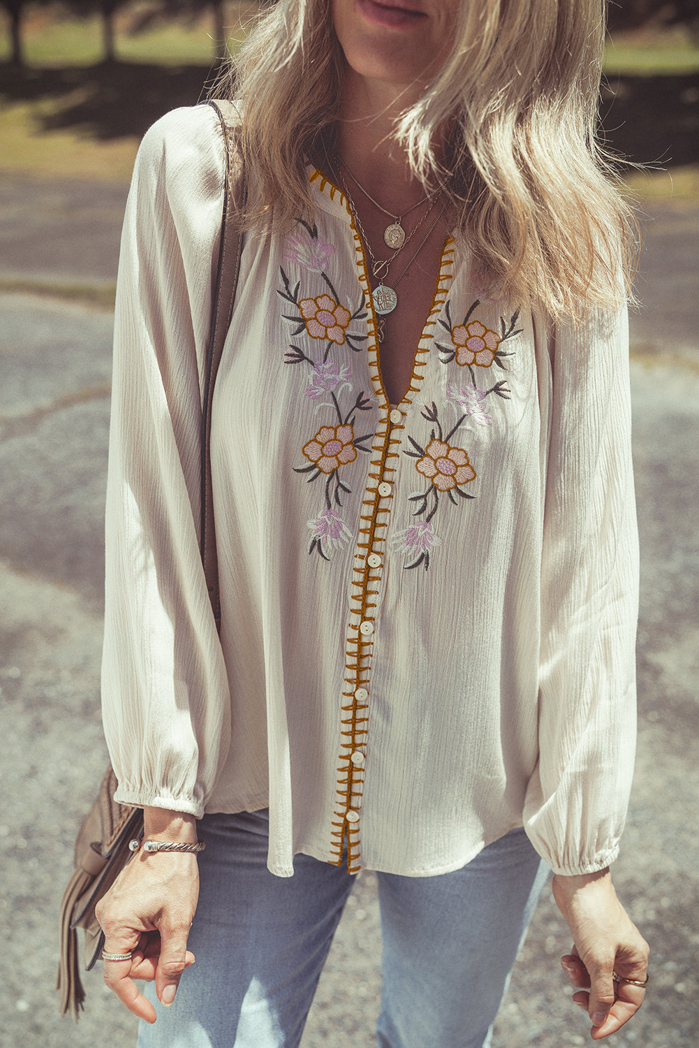 Threaded Pear June Puff Sleeve Loose Shirt