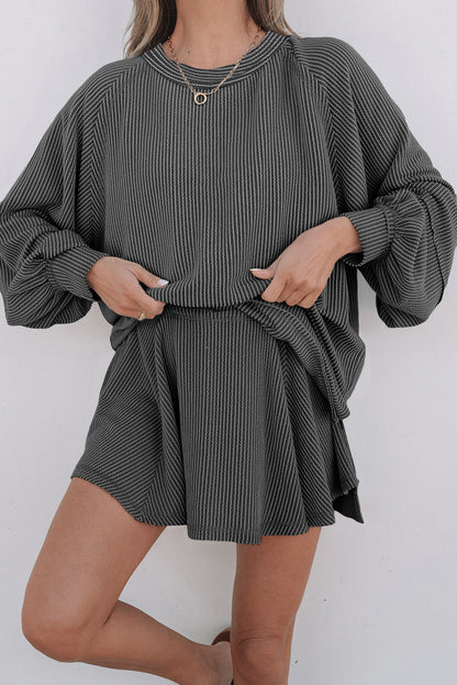 Threaded Pear Scarlett Corded Lantern Sleeve Top