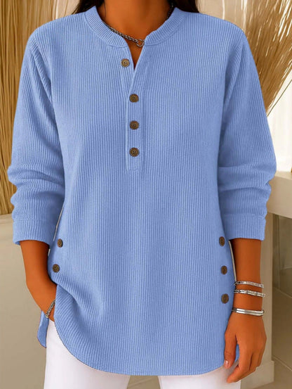 Women’s V-Neck Button-Down Sweater | Fashion Casual Solid Color Long-Sleeved Top | Elegant Knit Blouse T-Shirt for Women | Trendy Minimalist Soft-Touch Pullover | 2026 High-Fashion Lightweight Winter & Autumn Clothing