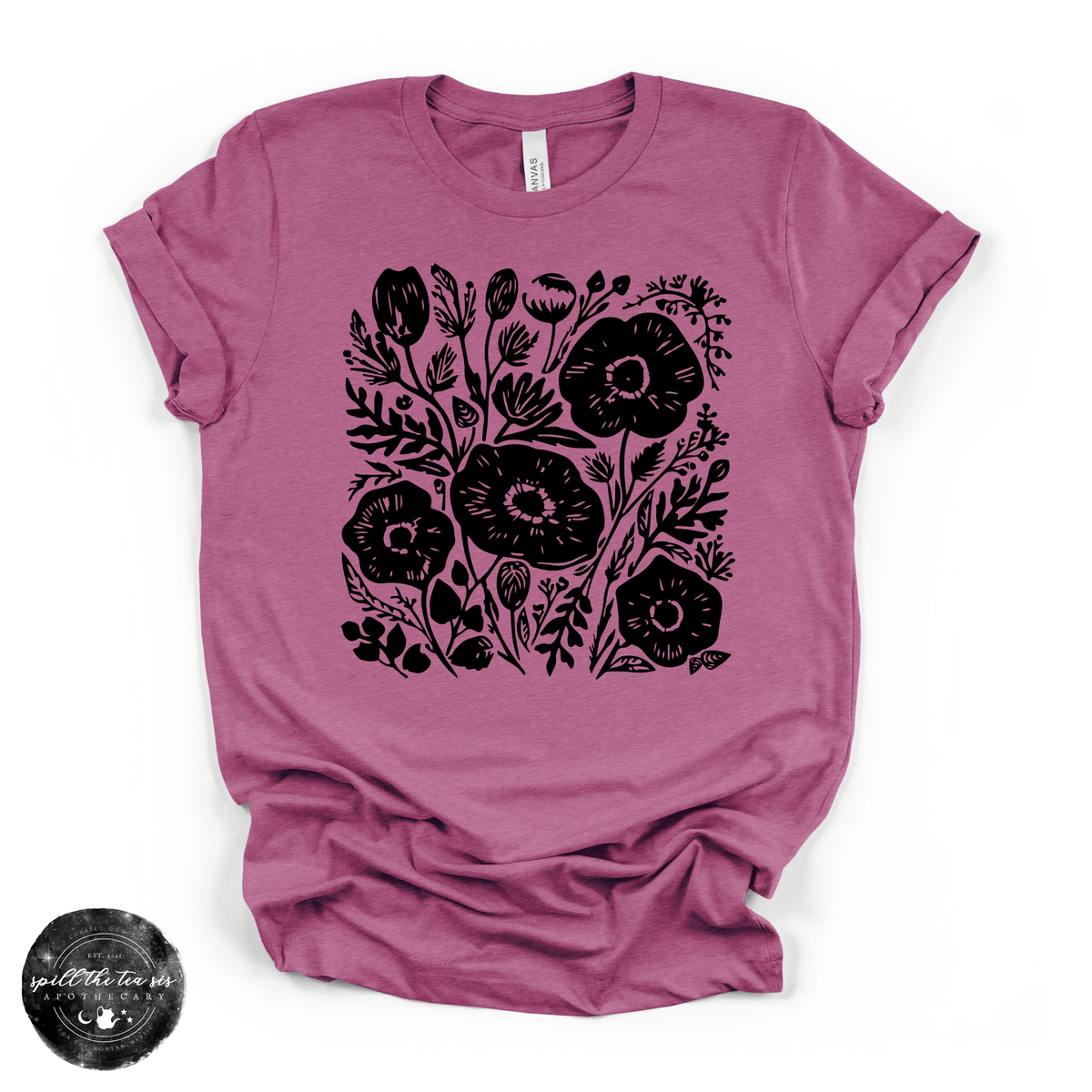 Black Flowers Tee | Dark Floral Graphic T-Shirt