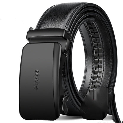 Men’s Pure Cowhide Automatic Buckle Belt | High-Sense Executive Genuine Leather Waistband | Trendy Minimalist Professional Men’s Belt | Luxury-Label Statuesque Men’s Accessory | 2026 High-Fashion Radiant Urban Essential