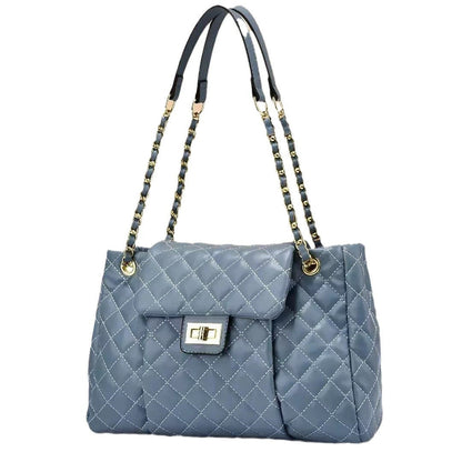 Women’s Quilted Rhombus Chain Shoulder Bag | Large Capacity Embroidery Thread Messenger Bag | Elegant Solid Color Crossbody Tote | Designer Style Diamond Lattice Chain Bag | 2026 Luxury Work & Travel Handbag