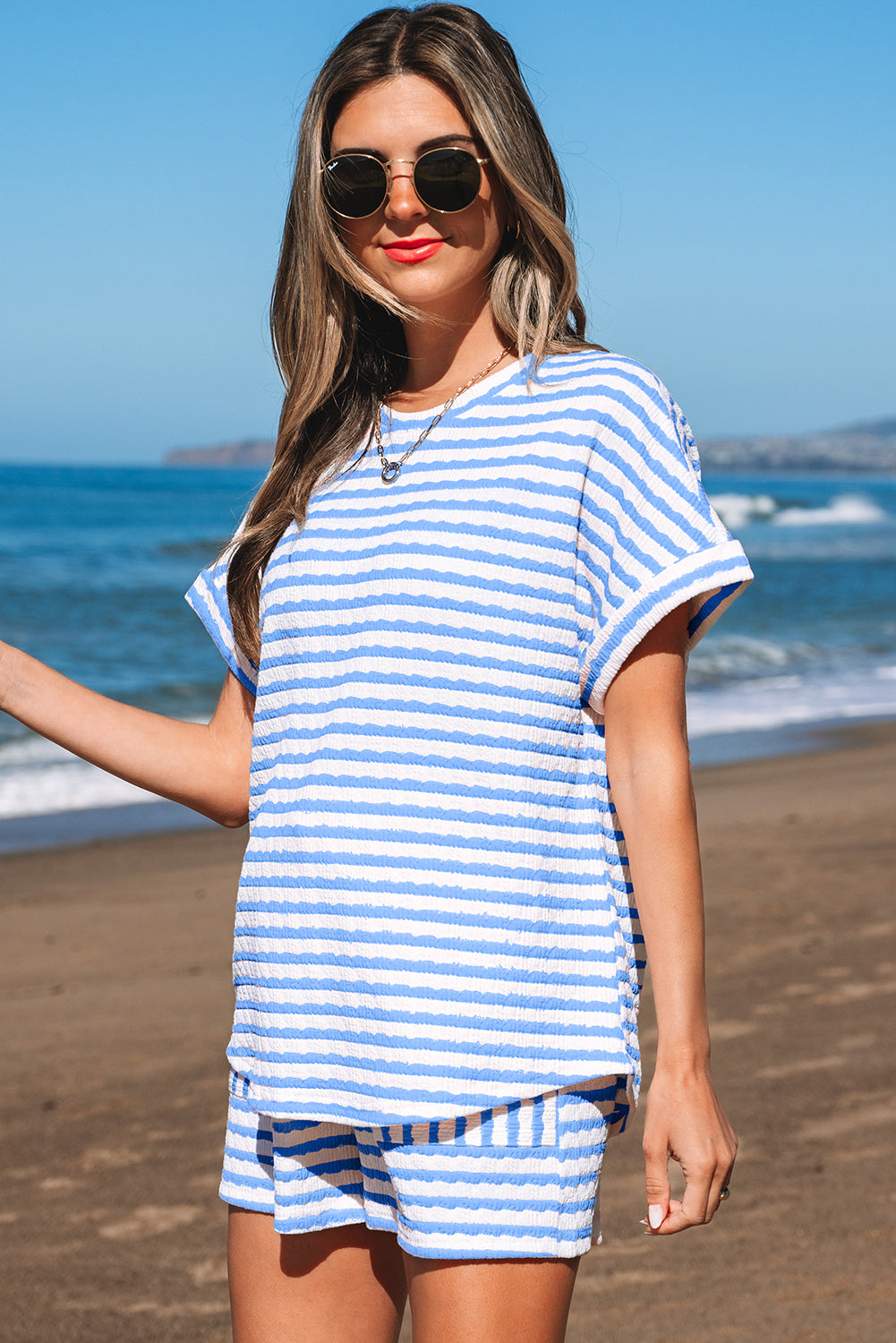 Threaded Pear Madalyn Knitted Short Sleeve Top