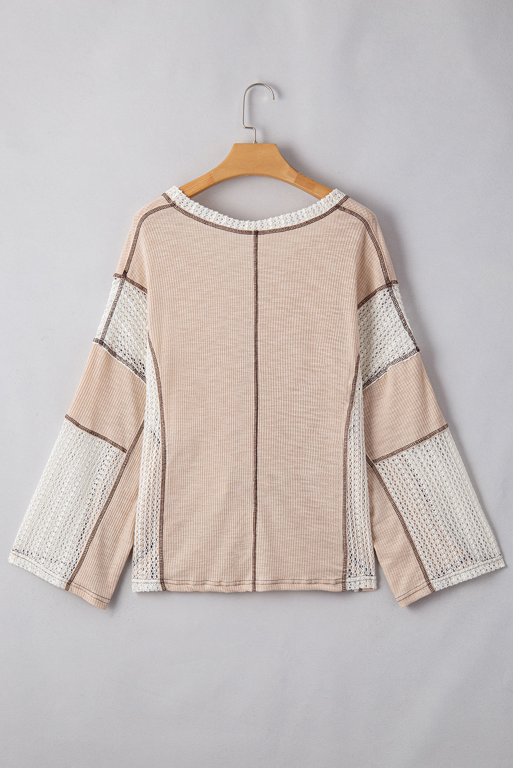 Threaded Pear Ruby Crochet Detail Exposed Seam High Low Loose Top