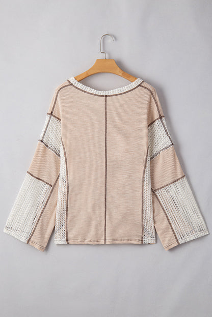 Threaded Pear Ruby Crochet Detail Exposed Seam High Low Loose Top