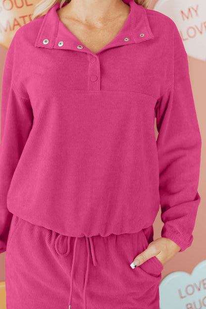 Threaded Pear Danna Half Pullover Drawstring Pants Set