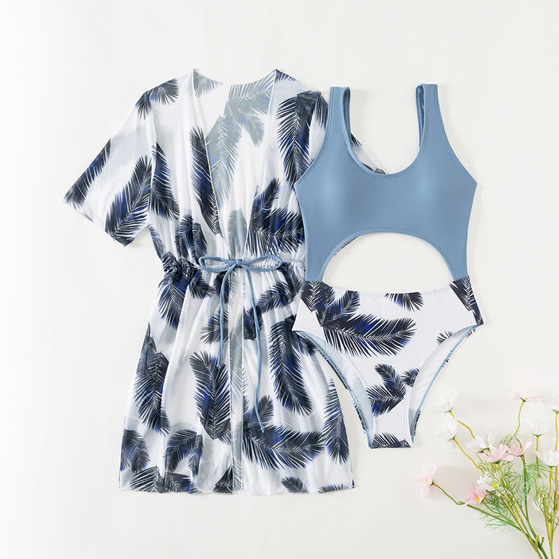 Three-Piece Swimwear Set for Girls, Medium to Large Kids Swimwear