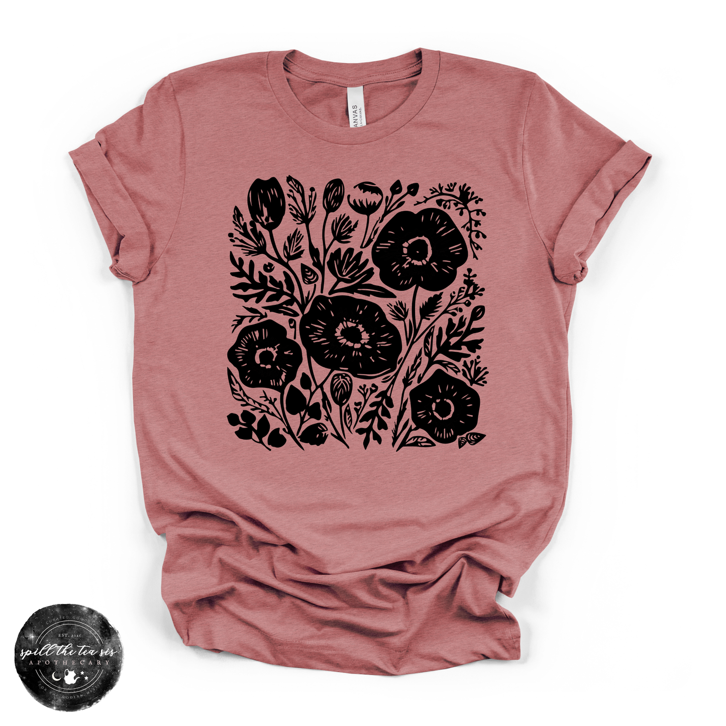 Black Flowers Tee | Dark Floral Graphic T-Shirt