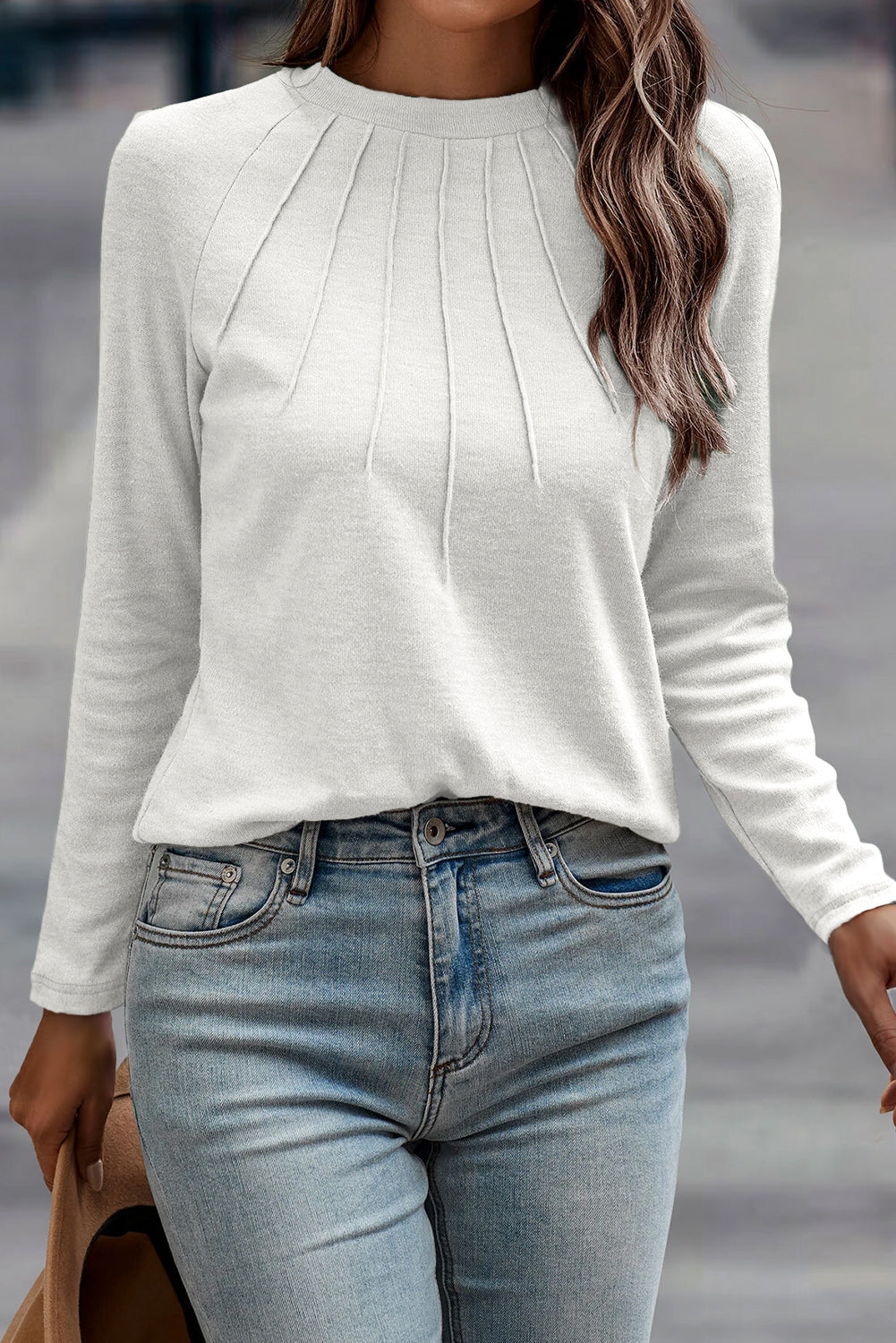 Threaded Pear Millie Seam Detail Raglan Long Sleeve Top