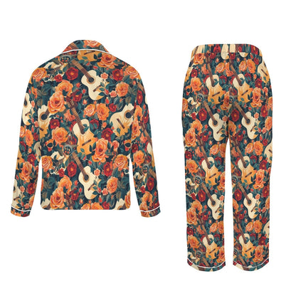 Baha Ranch Colores De Mexico Roses & Guitars Satin Pajamas
