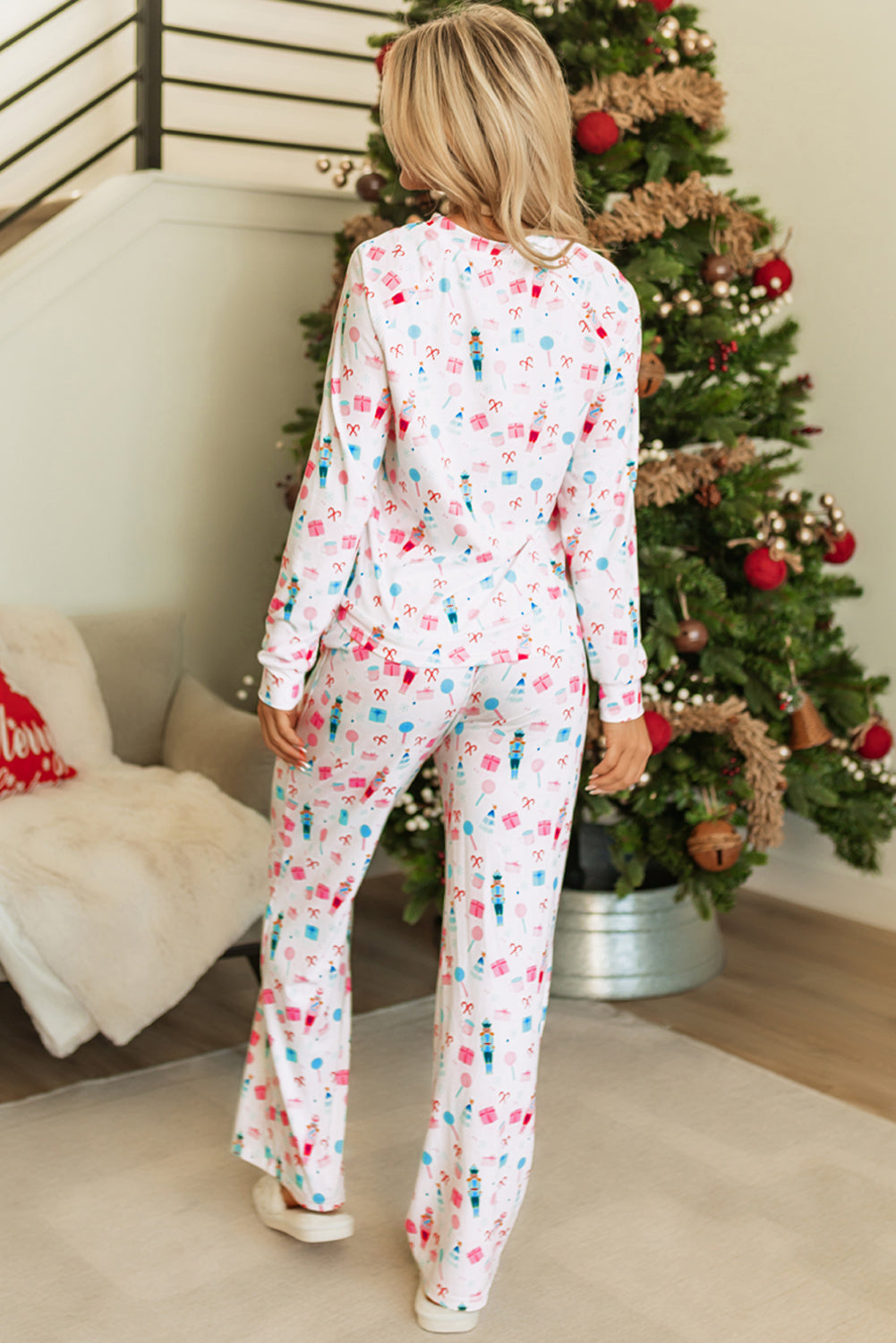 Threaded Pear Alana Christmas Pattern Long Sleeve Top