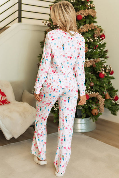 Threaded Pear Alana Christmas Pattern Long Sleeve Top