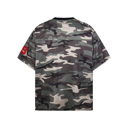 Letter printed V-neck short sleeved t-shirt