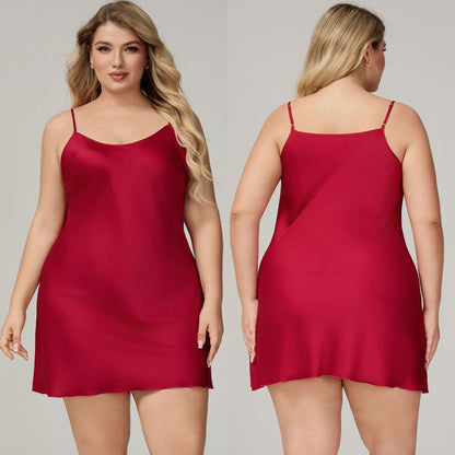 Elegant Satin Chiffon Sleepwear for Women, Summer Strap Sexy Nightdress, Simple Home Wear