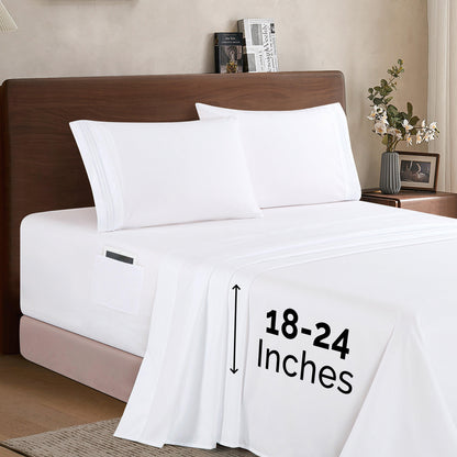 Elegant Comfort Extra deep 18-24 Inch Pocket 3 Line Embroidery, 4-Piece Sheet Set, Bright Shades