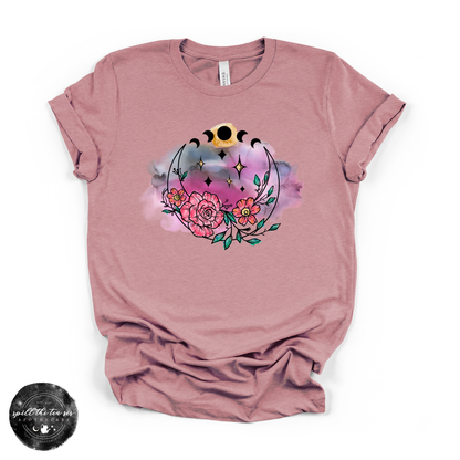 Flowering Full Moon Tee | Floral Celestial Graphic T-Shirt