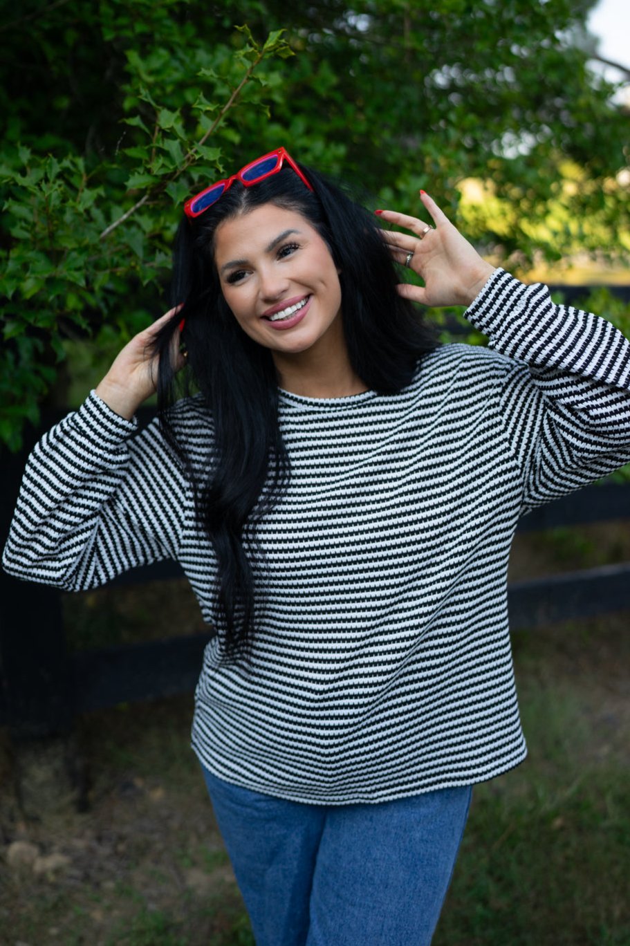 Threaded Pear Elouise Stripe Long Sleeve Top