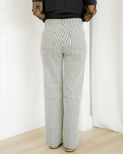 Cassie Stripe Patch Pocket High Waist Shift Denim Jeans