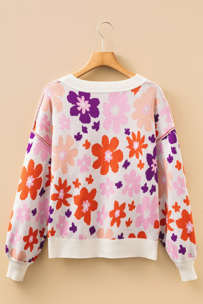 Threaded Pear Jaylani Pattern Drop Shoulder Sweater