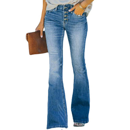 Women’s High-Waist Bell Bottom Jeans | High-Sense Washed Out Street Style Denim | Trendy Minimalist Flare Leg Pants | Luxury-Label Statuesque Radiant Urban Wear | 2026 High-Fashion Retro-Luxe Essential