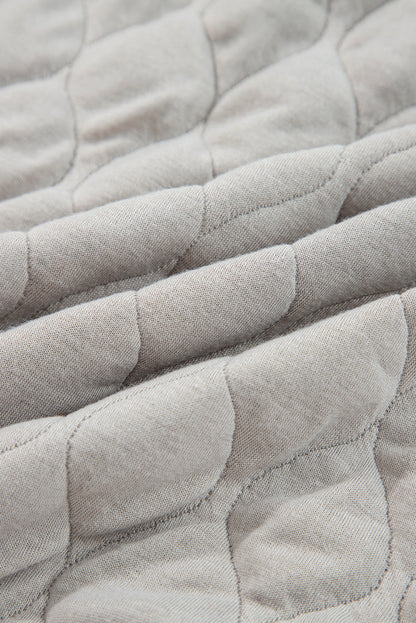 Threaded Pear Gray Quilted Quarter Zip Plus Size Hoodie