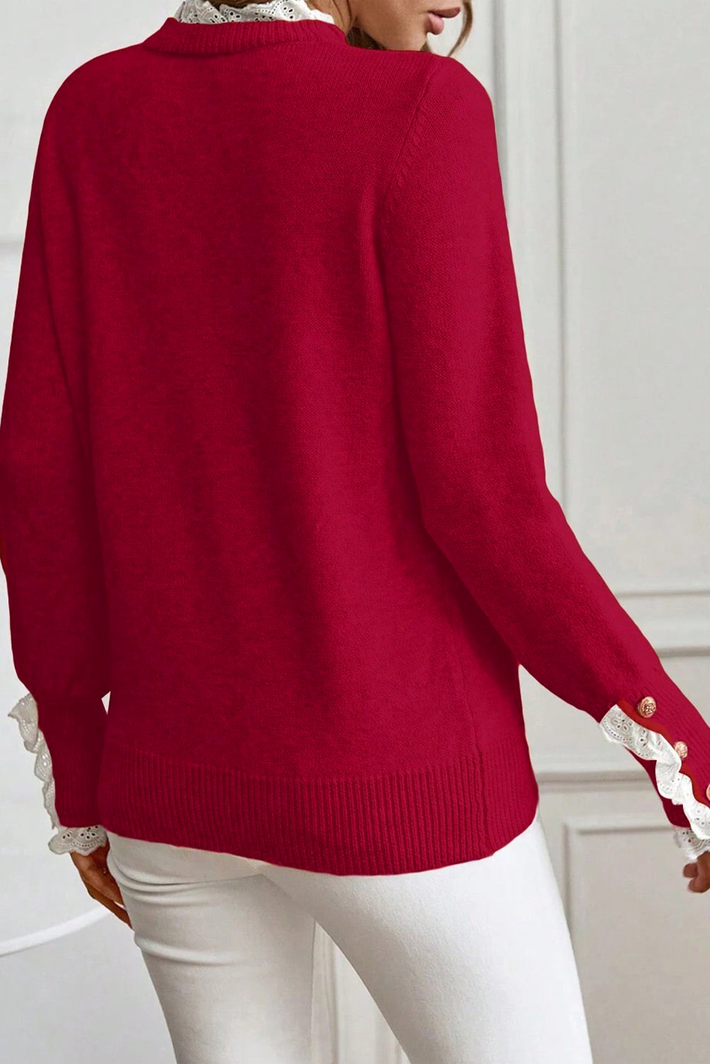 Threaded Pear Brooklynn Patchwork Cuffs Loose Sweater