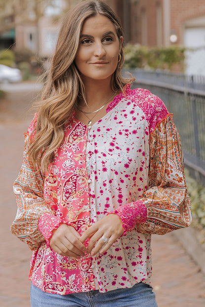 Threaded Pear Adalee Printed Puff Sleeve Shirt