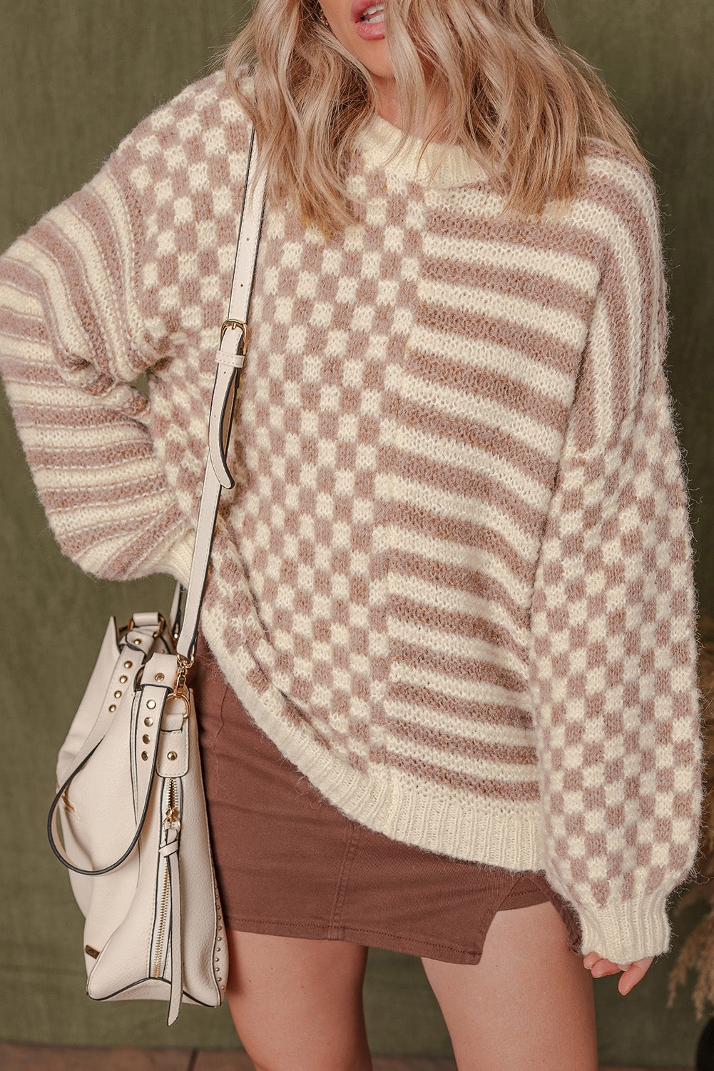 Threaded Pear Sofia Shoulder Balloon Sleeve Sweater
