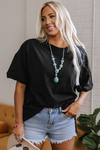 Threaded Pear Ayra Loose Half Sleeve Hi Low Hem Top