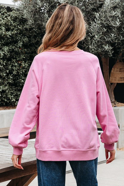 Threaded Pear Lilah Lace Patched Raglan Sleeve Loose Fit Sweatshirt