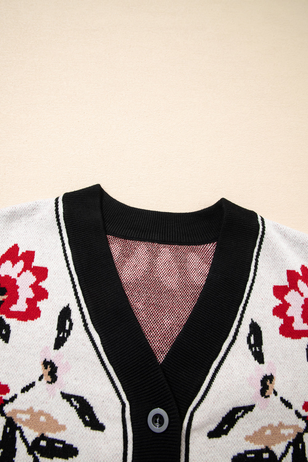 Threaded Pear Selene Print Front Knit Cardigan