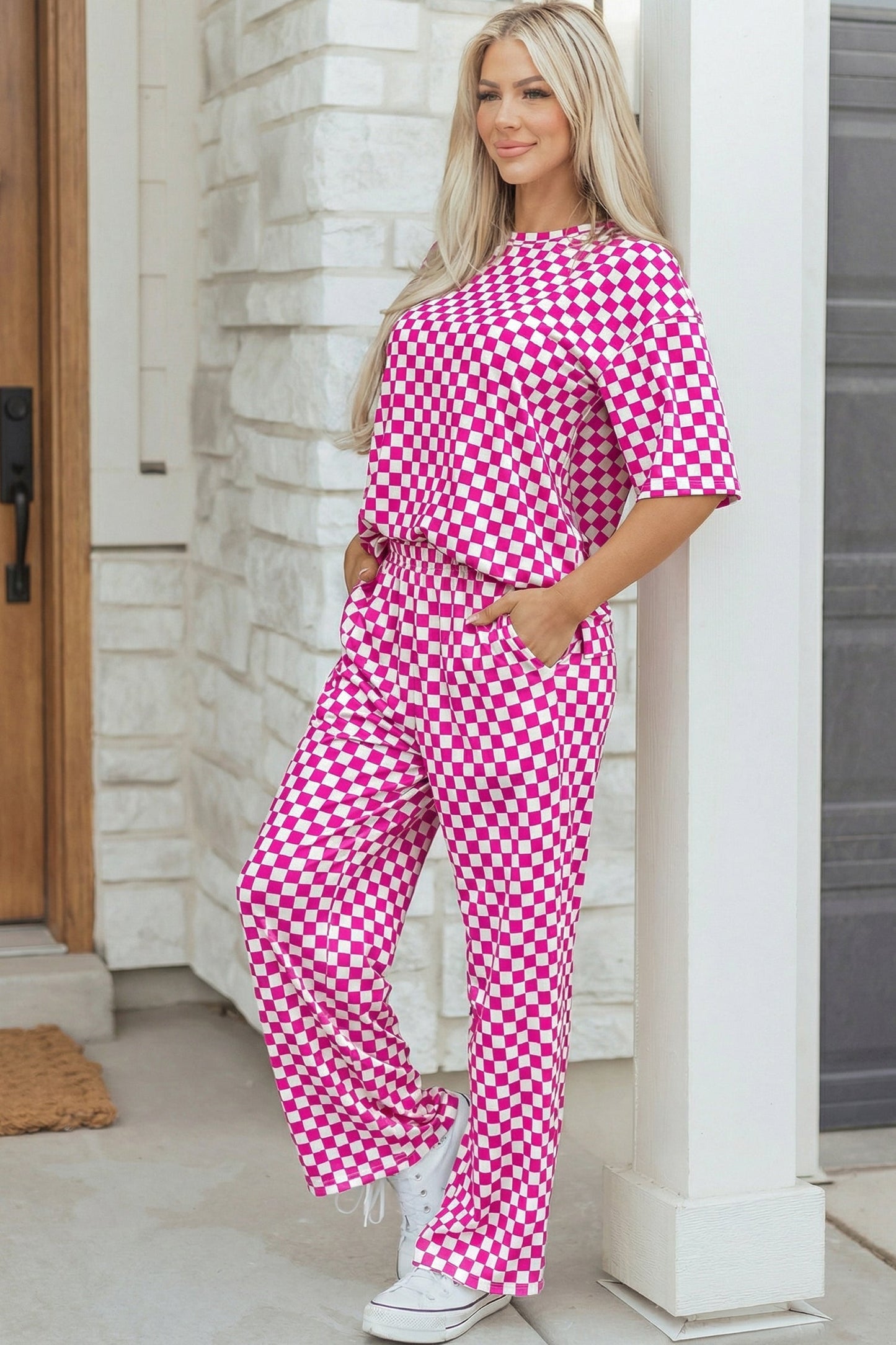 Threaded Pear Elisa Print Half Sleeve Lounge Set