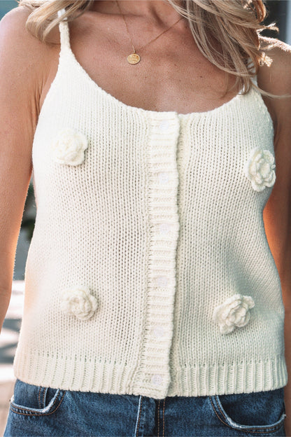 Threaded Pear Maddie Flower Spaghetti Straps Sweater
