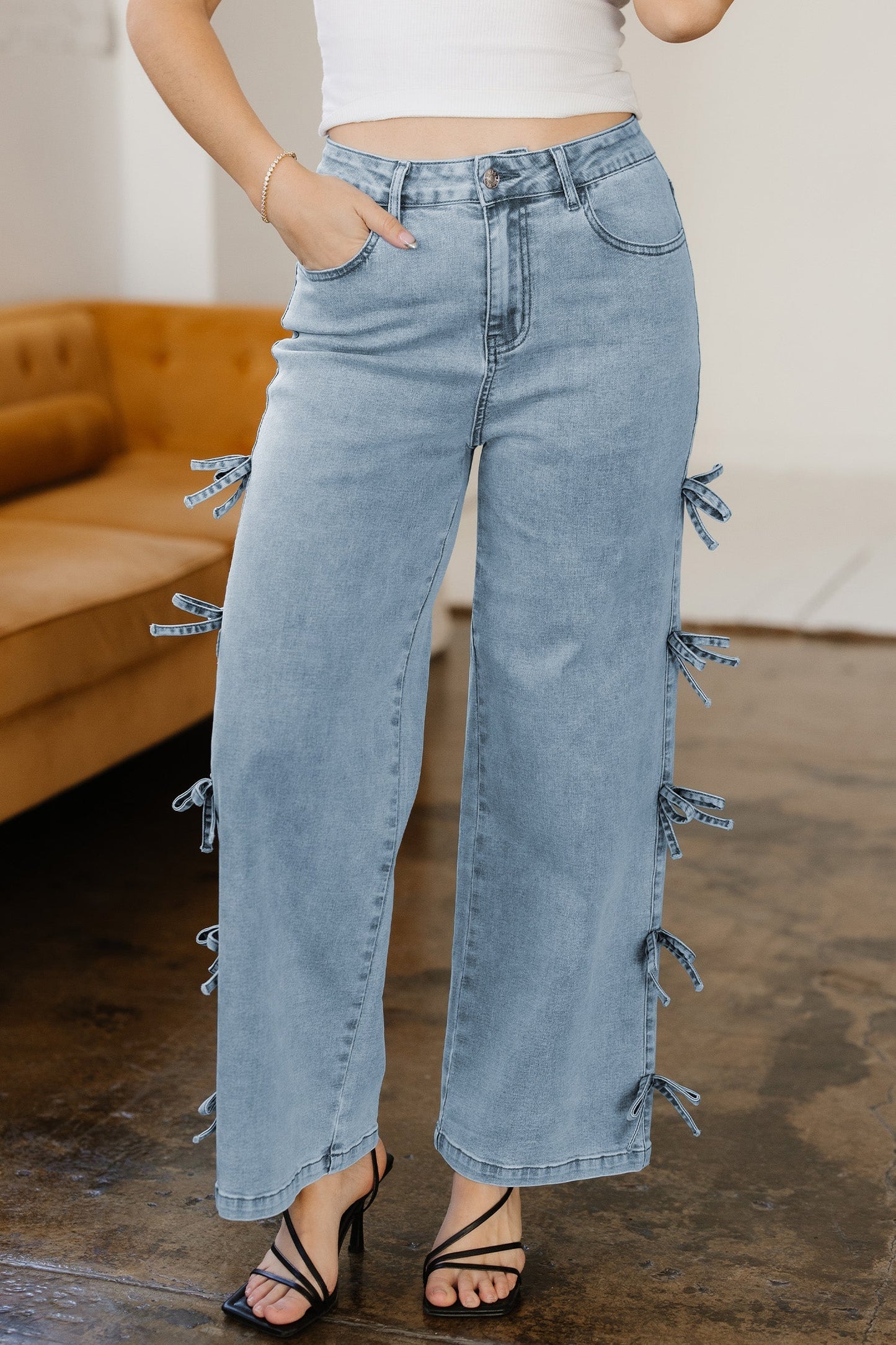 Threaded Pear Maryam Straight Leg Loose Jeans